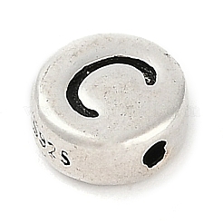 925 perlina piatta rotonda in argento sterling con lettere&nbsp;LS-STER-G044-01AS-C