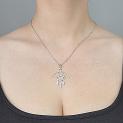 Ожерелье с подвеской в виде полого глаза из не тускнеющей нержавеющей стали 201 NJEW-OY001-84