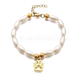 Браслеты с подвесками в виде отпечатков лап из нержавеющей стали 304 для женщин BJEW-C098-12G