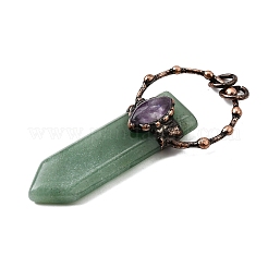 Большие подвески в форме меча из натурального зеленого авантюрина и аметиста&nbsp;G-Q350-07K