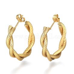 Серьги-полукольца из нержавеющей стали 304 EJEW-F257-07G