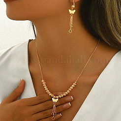 Элегантные винтажные латунные ожерелья с подвесками в виде бабочки и кисточек и комплект серег для женщин&nbsp;OI2557