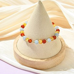 Pulseras elásticas de la amistad con cuentas redondas de cornalina natural de 6 mm&nbsp;BJEW-JB14382