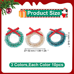 30 couronne de Noël à suspendre en polyester et sisal de chanvre&nbsp;HJEW-WR0001-22A