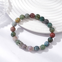 Браслеты из натуральных индийских агатов с эластичными бусинами для женщин и мужчин&nbsp;BJEW-JB12690