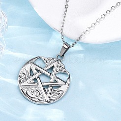 Ожерелья с подвеской в виде пентаграммы викинга из нержавеющей стали 304&nbsp;NJEW-M096-01P