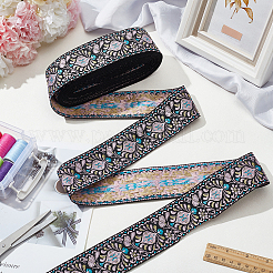 10 ярд полиэфирной жаккардовой ленты в этническом стиле с цветком OCOR-WH0078-185B