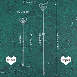 120шт 2-х стилистическая пластиковая палочка-держатель для карточек в форме сердца AJEW-GA0003-93B