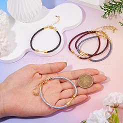 5 Stück 5 Farben 3mm geflochtene runde Kunstlederschnur Armbandherstellung&nbsp;MAK-TA0001-35C