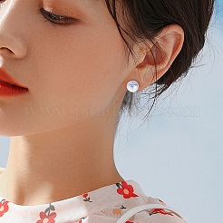 4 ペア 4 スタイル天然水晶ラウンド ボール スタッド イヤリング セット  女性のためのプラチナメッキ真鍮ジュエリー  ミックスカラー  6mm&nbsp;JE958A