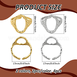 2 цвет 304 нержавеющая сталь регулируемые манжеты кольца для женщин RJEW-HY0001-31A