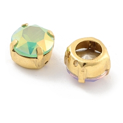 Плоский круглый опал с пришивкой стразами&nbsp;RGLA-G024-10A-G