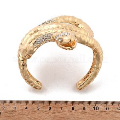 女性用スネーク合金オープンカフバングル  ラインストーン付き  ゴールドカラー  内径：2-1/4x1-7/8インチ（5.8x4.8cm）&nbsp;BJEW-A027-02G