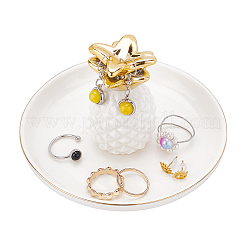 Porte-bague ananas en porcelaine&nbsp;DJEW-WH0010-66A