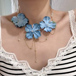 Collane a bavaglino da donna con fiore in plastica e vetro&nbsp;WGFB142-01