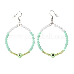 Серьги-подвески с большим кольцом из смолы и акриловыми бусинами&nbsp;EJEW-JE04999-04