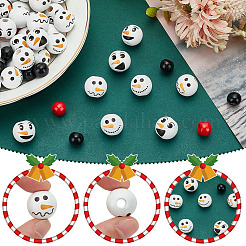 180 шт. 6 стиля рождественский снеговик принт деревянные европейские бусины WOOD-PH0003-03A