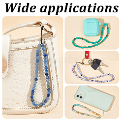 4 шт. 4 стильных круглых акриловых бусин и цепочки для ремешка для телефона из натуральных драгоценных камней FIND-AR0003-89