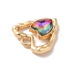 ラックメッキ合金パンツ  ガラスと  ニッケルフリー  ハートチャーム  ゴールドカラー  カラフル  19x19x5mm  穴：2.3mm&nbsp;PALLOY-Q443-04G-08
