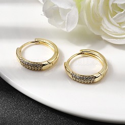Серьги-кольца из латуни с прозрачным кубическим цирконием&nbsp;EJEW-L308-03G