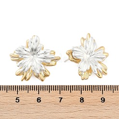 真鍮製スタンドピアス  925つのスターリングシルバーピン付き  花  プラチナ·ゴールデン  21.5x24mm&nbsp;EJEW-P301-15