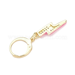 Кольца-маркеры для вязания с микропаве из кубического циркония в виде молнии из латуни HJEW-JM04375