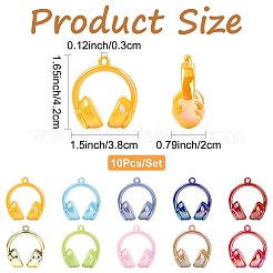 10個 10色UVメッキ不透明アクリルパーツ  イヤホン型チャーム  ミックスカラー  42x38x20mm  穴：3mm  1pc /カラー&nbsp;SACR-FS0001-56