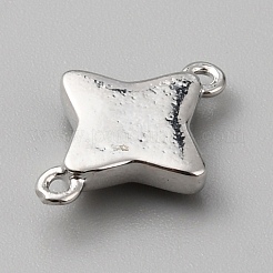 パウアシェルコネクターチャーム  真鍮パーツ  スターリンク  プラチナ  10x13.5x2.5mm  穴：1mm&nbsp;FIND-WH0110-486P