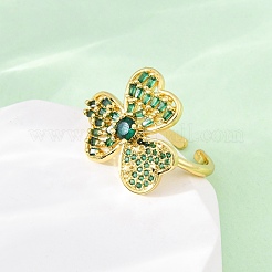 Регулируемые манжеты-кольца из латуни с микропаве из кубического циркония для женщин RJEW-U053-05G