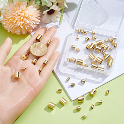真鍮製コードエンドパーツ  エンドキャップ  長持ちメッキ  コラム  24KGP本金メッキ  5~9x4~8mm  穴：1.5~1.8 MMM  内径：3~7mm  20個/スタイル&nbsp;KK-CN0003-47G