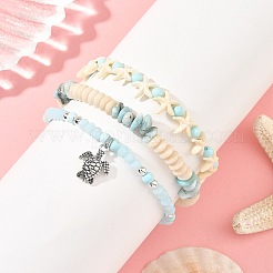 3 bracelet extensible en perles de howlite naturelle teintée&nbsp;BJEW-JB14430