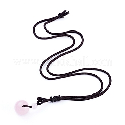 Естественно розового кварца кулон ожерелье NJEW-P241-A16