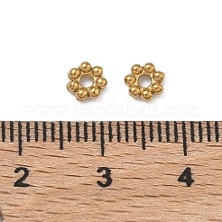 304ステンレススチールビーズ  花  イオンプレーティング（ip）  長持ちメッキ  ラックめっき  18KGP本金メッキ  5x1.5mm  穴：1.5mm&nbsp;STAS-P448-10A-G