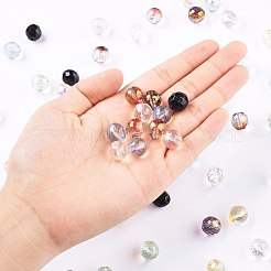 電着チェコガラスビーズ  虹メッキ  多面カット  ラウンド  ミックスカラー  11.5mm  穴：1.4mm  約60個/袋&nbsp;GLAA-I045-13B