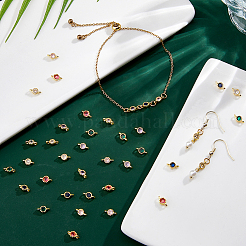 36 шт. 6-цветные латунные плоские круглые подвески-соединители с кубическим цирконием&nbsp;KK-DC0004-85