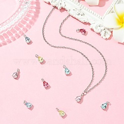 10 шт. 5-х цветная каплевидная латунная подвеска со стеклянными подвесками&nbsp;KK-CJ0003-47