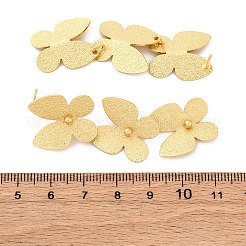 Текстурированные серьги-гвоздики в форме бабочки из латуни EJEW-R025-26G