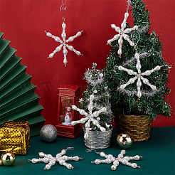 Стеклянный кулон в виде снежинки HJEW-GO00054