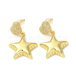 Boucles d'oreilles pendantes en forme d'étoile en zircone cubique transparente&nbsp;EJEW-Q766-16G