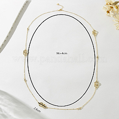 Collares largos sencillos de cadena de cable con doble anillo de hierro para mujer&nbsp;WE4391