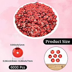 プラスチック製のスパンコールビーズ6000個  半カップ状のスパンコールビーズ  中ハート孔  ファイヤーブリック  6~7x0.5mm  穴：1mm&nbsp;PVC-PA0001-01B