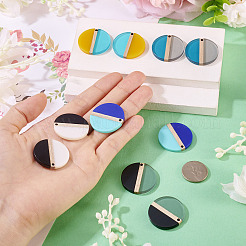 10 шт. подвески из прозрачной и непрозрачной смолы и дерева 5 цветов&nbsp;RESI-TA0004-67