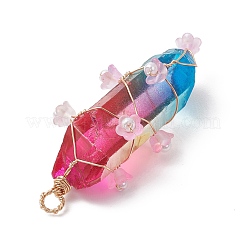 Большие подвески с гальваническим покрытием из натурального кварцевого кристалла&nbsp;PALLOY-JF04770