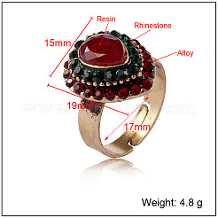 Кольца из цинкового сплава со стразами и смолой&nbsp;FS-WGCEC00-03