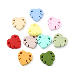 18 шт. 18-х цветные бусины из пищевого экологически чистого силикона в виде листьев монстеры&nbsp;SIL-CJ0002-76