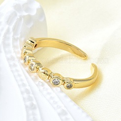 Открытые манжеты из латуни с микропаве и прозрачным цирконием для женщин RJEW-F179-05G