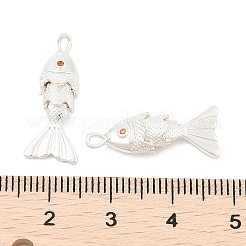 真鍮マイクロパヴェクリアキュービックジルコニアペンダント  魚のチャーム  銀  22x9x5mm  穴：1mm&nbsp;X-KK-C080-02A-S