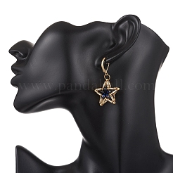 Серьги-звезды из стеклянных бусин с застежкой-молнией EJEW-MZ00637