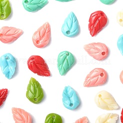 28 шт. двухцветные подвески-листочки из искусственного коралла&nbsp;CORA-FS0001-01