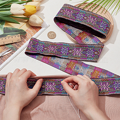 Лента из полиэстера с цветочной вышивкой в этническом стиле OCOR-WH0091-43